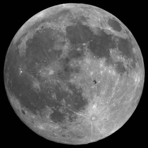 Lunar transit of the International Space Station 